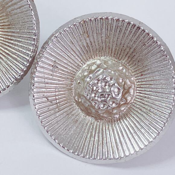 Signed Emmons Mid Century Earrings Sunburst Clip On 1950s 1960s Silver Tone - Picture 4 of 11